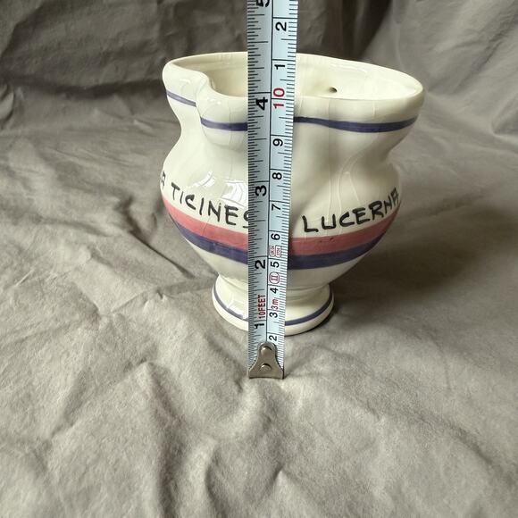 Vintage "Locanda Ticinese Lucerna" Restaurant Swiss Ceramic Creamer Dish 4" Tall - Picture 10 of 10